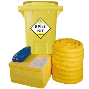 Spilltek 240lite chemical spill kit in wheeled bin