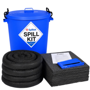 spilltek 100 litre adblue spill kit in blue round bin
