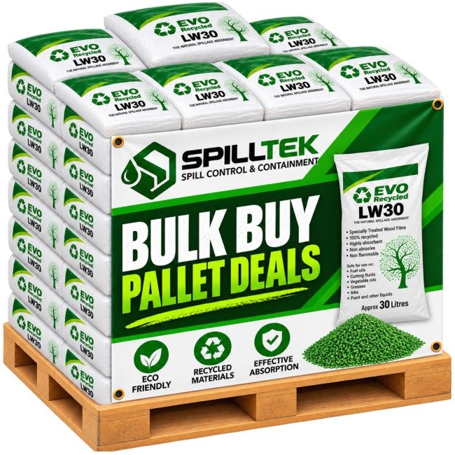 Spilltek bulk buy pallet deals of Evo Recycled LW30 recycled wood fibre absorbent