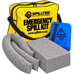 Spilltek evo recycled 50lite spill kit universal spill kit in yellow polyethylene shoulder bag complete kit