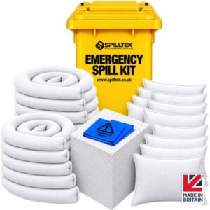 astra spilltek 360 litre oil and fuel spill kit in 360 litre wheelie bin complete kit