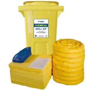 Spilltek 240litre chemical spill kit in wheeli bin