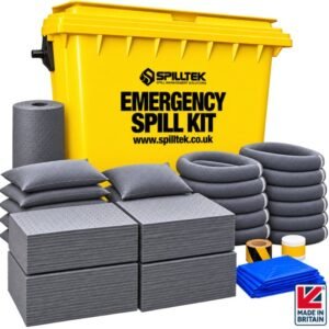 astra spilltek 800 litre general purpose maintenance spill kit in 800 litre wheelie bin complete kit -