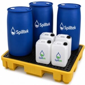 Spilltek Hazstor 4 drum spill pallet yellow low profile