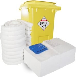 spilltek 240 litre oil and fuel spill kit in 240 litre wheelie bin complete kit - OSK240