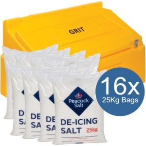 Heavy Duty Grit Bin with White De-icing Salt | 16 Bags