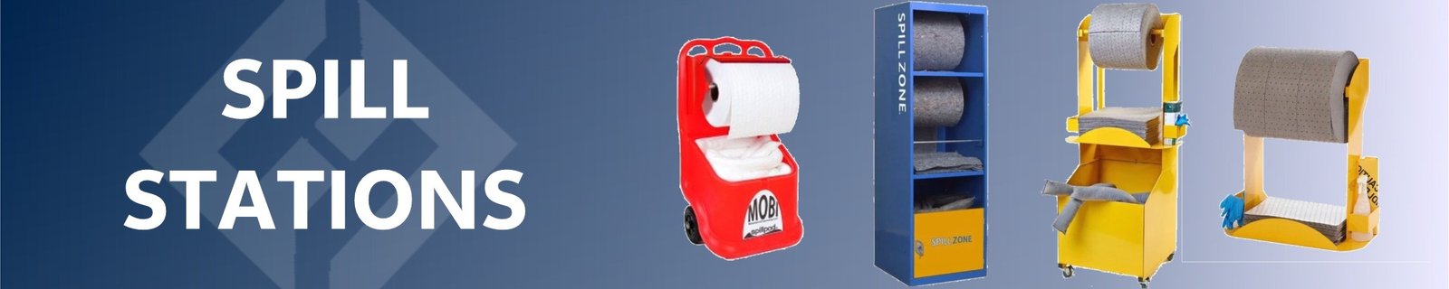 Spill stations, absorbent dispensing staions