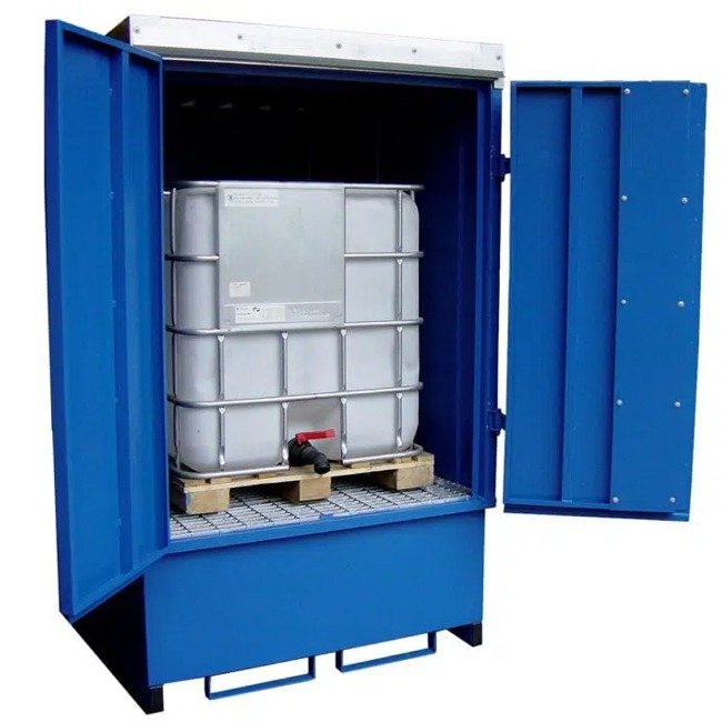 Hazstor steel ibc storage unit with door