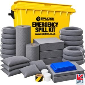 astra spilltek 1100 litre general purpose maintenance spill kit in 800 litre wheelie bin complete kit -