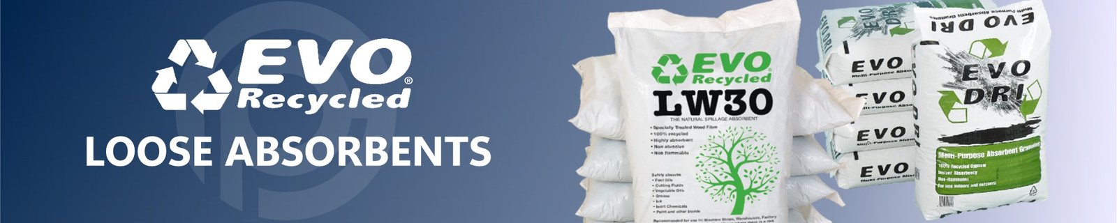 Evo recycled multi purpose absorbents, evo dri, lw15, lw30, lw60