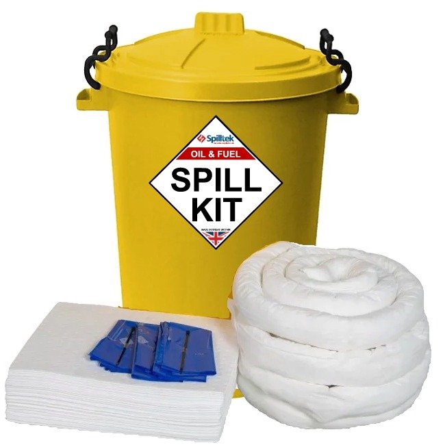 Spilltek 90lite oil & fuel spill kit in plastic lidded drum
