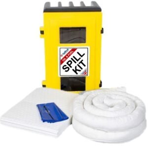Spilltek 50lite oil & fuel spill kit in polyethylene wall cabinet complete kit