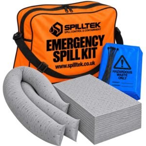 spilltek 40ltr general purpose railway spill kit in orange shoulder bag for railways