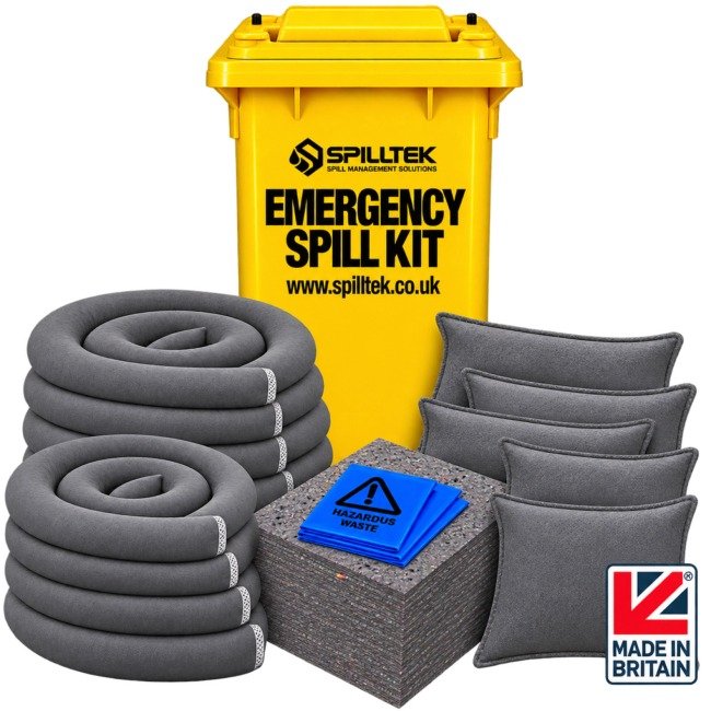 spilltek Evo recycled Eco friendly universal Spill Kits - 240Litre Wheeled Bin