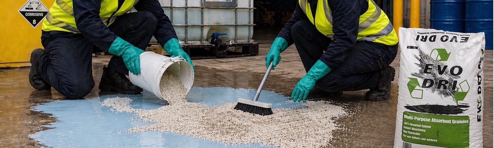 loose absorbents granules evo, spill-aid, elcef, absonet, multizorb, spillkleen
