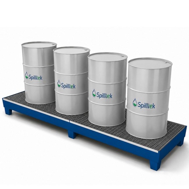 Classic-Line 4 drum in-line steel spill pallet low profile
