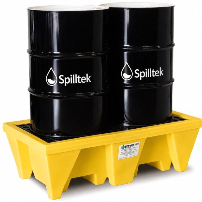 Enpac 4 drum spill pallet with 4 way forklift entry