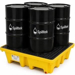 Enpac 4 drum spill pallet with 4 way forklift entry