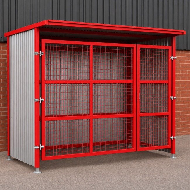 hazstor coshh storage shelter with double gate for drums, cyclinders and containers