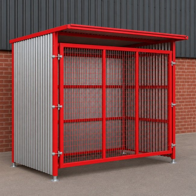 hazstor coshh storage shelter with single gate for drums, cyclinders and containers
