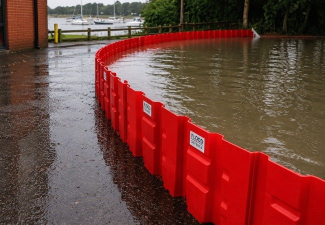 Spilltek Flood Protection Products. Flood Cube, NOAQ Boxwall flood barrier, Floodsax sandless sacks, floodstop barrier systems. osmo thirsty socks