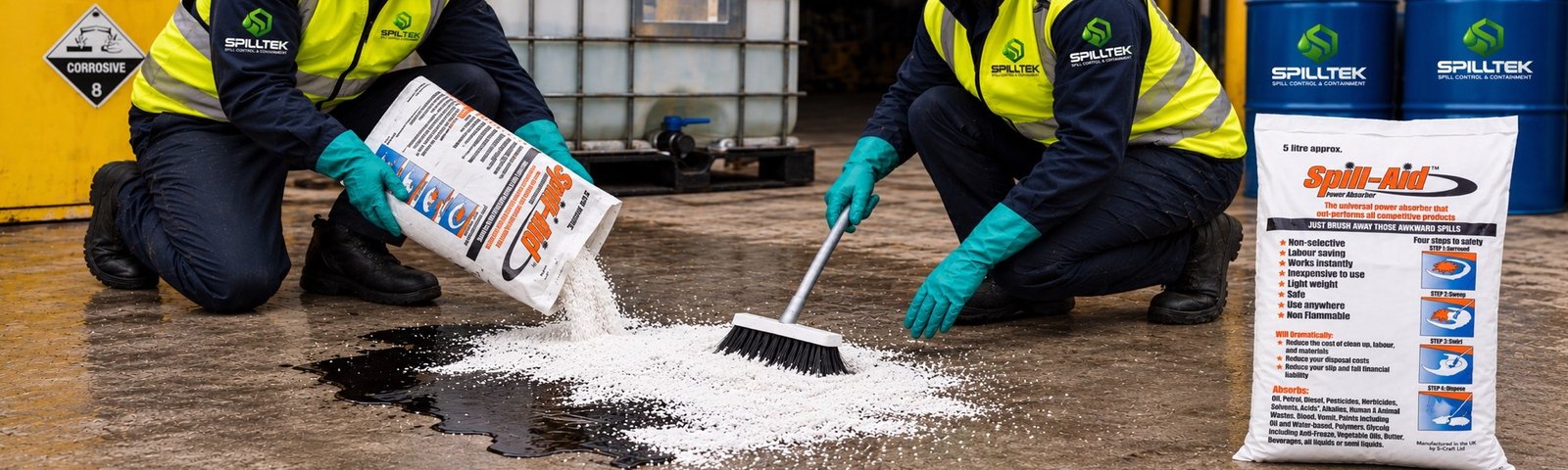 loose absorbents granules evo, spill-aid, elcef, absonet, multizorb, spillkleen