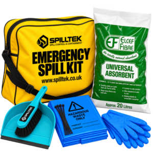 spilltek ef20 emergency spill kit with elcef fibre natural plant-based universal absorbent made from reycled coconut husk fibres