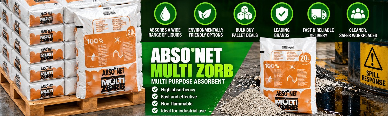 Abso'net Multi Zorb industrial spillage absorbent