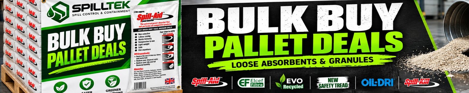 Spilltek's bulk buy pallet deals on loose absorbents and granules