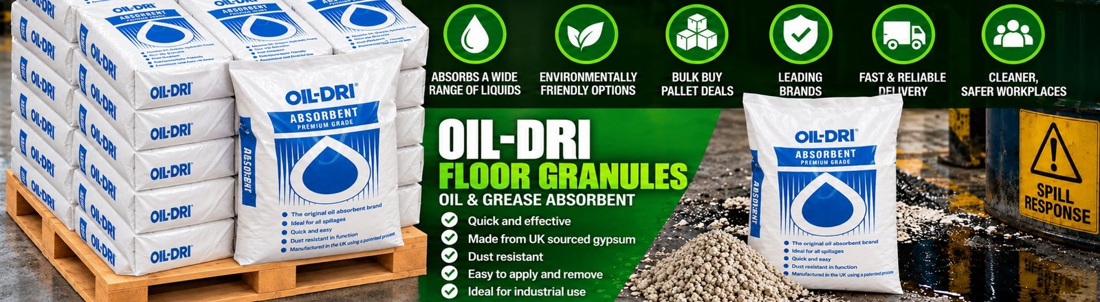 Spilltek bulk buy pallet deals of Oil-Dri UK406L floor granules