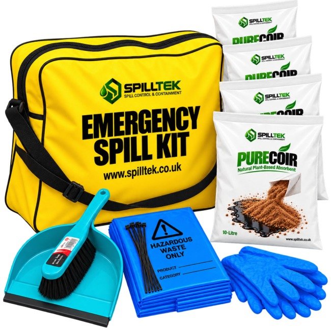 spilltek pc40 emergency spill kit with purecoir natural palnt-based absorbent