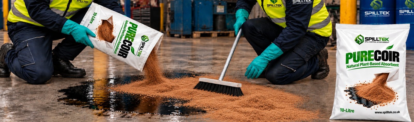 spilltek purecoir natural plant-based absorbent made from coconut husk
