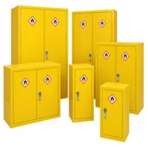 hazstor yellow Hazardous dangerous flammable substance coshh cabinets